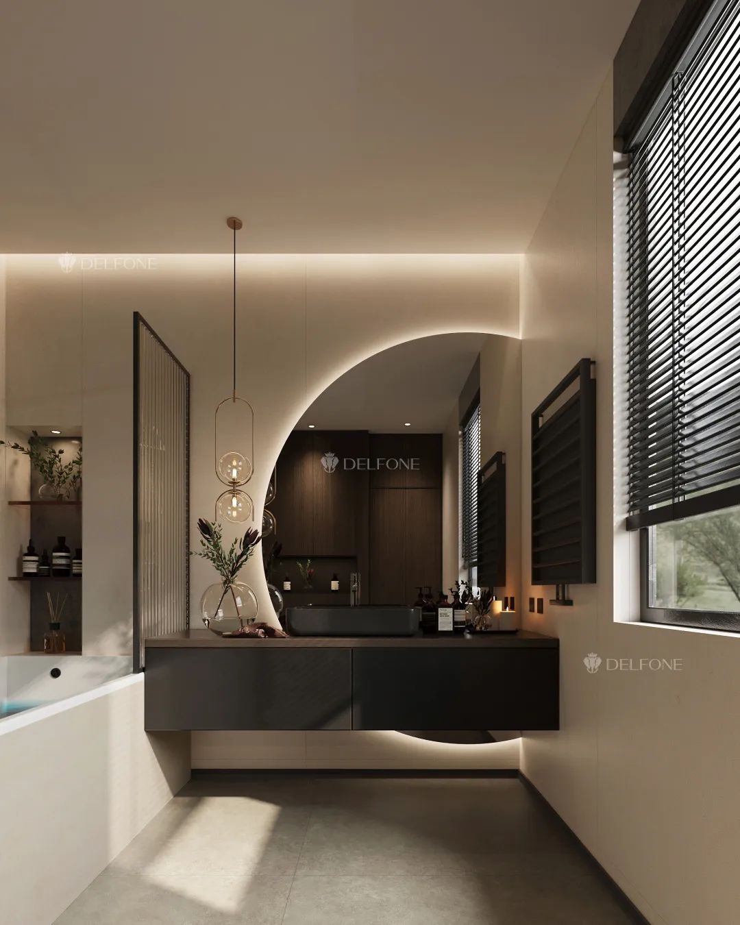 DELFONE家装岩板 | 卫浴空间这么设计，成就至美(图2)